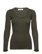 Rwbabette Silk Ls U-Neck Lace T-Shi Tops T-shirts & Tops Long-sleeved ...