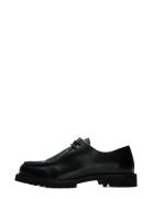 Slhhector Leather Moc-Toe Shoe Loaferit Matalat Kengät Black Selected