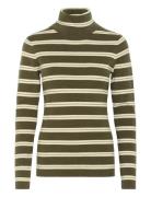 Slspina Striped Rollneck Tops Knitwear Turtleneck Khaki Green Soaked I...
