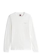 Tjm Slim Chest Linear Ls Tee Ext Tops T-shirts Long-sleeved White Tomm...