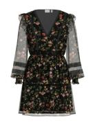 Viroman New V-Neck L/S Short Dress/Dc/Ka Lyhyt Mekko Black Vila