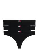 3 Pack Thong Stringit Alusvaatteet Black Tommy Hilfiger