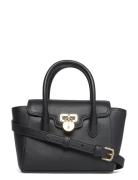 Pebbled Leather Small Tanner Satchel Bags Top Handle Bags Black Lauren...