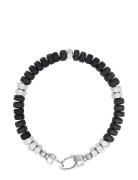 Men's Hexagon Beaded Bracelet With Black Onyx And Silver Rannekoru Kor...
