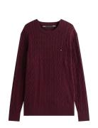 Classic Cotton Cable Crew Neck Tops Knitwear Round Necks Red Tommy Hil...