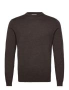 100 % Merino Crew Neck Knit Tops Knitwear Round Necks Brown Lindbergh ...