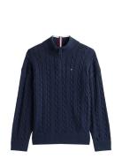 Cotton Cable Half Zip Sweater Tops Knitwear Pullovers Navy Tommy Hilfi...