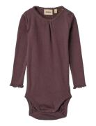 Rib Body L/S Lotta Bodies Long-sleeved Burgundy Wheat