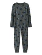 Nkmnightset Dark Grey Mel Skull Noos Pyjamasetti Pyjama Grey Name It