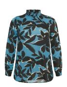 Kcami Ls Blouse Printed Tops Blouses Long-sleeved Blue Kaffe Curve