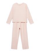 Cotton Long Pyjamas Pyjamasetti Pyjama Pink Mango