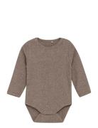 Body Ls Melange Rib Bodies Long-sleeved Brown Fixoni