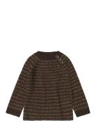 Baby High Neck Crew Tops Knitwear Pullovers Brown FUB
