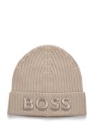 Lara_Hat Accessories Headwear Beanies Beige BOSS