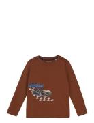 T-Shirt Ls Tops T-shirts Long-sleeved T-shirts Brown Minymo