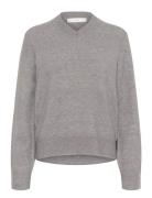 Guniiw V-Neck Tops Knitwear Jumpers Grey InWear