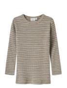 Nmmwomi Wo/Mo Ls Top Tops T-shirts Long-sleeved T-shirts Brown Name It