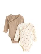 2-Pack Ribbade Omlottbodys Bodies Long-sleeved Multi/patterned Lindex