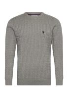 Mads Reg Cot Uspa M Knit Tops Knitwear Round Necks Grey U.S. Polo Assn...