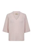 Mmtaci 3/4 V-Neck Knit Tops Knitwear Jumpers Pink MOS MOSH