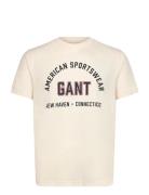 Printed Graphic Ss T-Shirt Tops T-shirts Short-sleeved Cream GANT