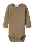 Nbmthoro Leo Ls Slim Body Lil Bodies Long-sleeved Brown Lil'Atelier