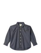 Checkered Cowboy Shirt Tops Shirts Long-sleeved Shirts Navy Copenhagen...