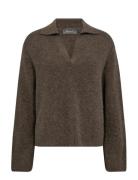 Mmthora Aidy Polo Knit Tops Knitwear Jumpers Brown MOS MOSH