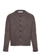 Rktulip Wool Blend Ls Short Cardiga Tops Knitwear Cardigans Brown Rose...