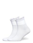 2-Pack Frill Edge Cotton-Blend Socks Lingerie Socks Regular Socks Whit...