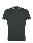 Twin Tipped T-Shirt Tops T-shirts Short-sleeved Khaki Green Fred Perry