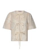 Rosamarie Cardigan Tops Blouses Short-sleeved Cream A-View