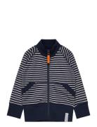 Zip Sweater Navy Beige Stripe Tops Sweat-shirts & Hoodies Sweat-shirts...