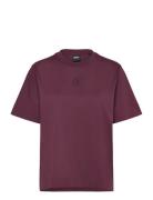 Elpha_Placed3 Tops T-shirts & Tops Short-sleeved Burgundy BOSS