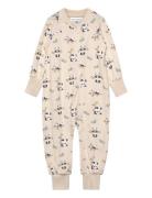 Bamboo Two Way Zip Pyjamas Beige Panda Pyjama Sie Jumpsuit Haalari Cre...