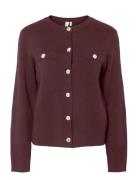 Yaspimi Ls Knit Cardigan S. Tops Knitwear Cardigans Burgundy YAS