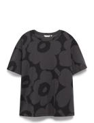 Tunnit Unikko Tops T-shirts & Tops Short-sleeved Black Marimekko