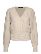 Vmaurora Ls V-Neck Top Jrs Ga Tops Blouses Long-sleeved Beige Vero Mod...
