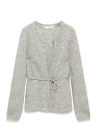 Slfsia Ras Ls Knit Belt Cardigan Tops Knitwear Cardigans Grey Selected