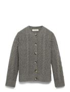 Slfnelly Ls Knit O-Neck Cardigan Tops Knitwear Cardigans Grey Selected