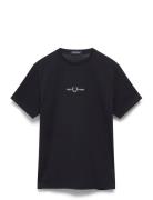 Embroidered T-Shirt Tops T-shirts Short-sleeved Navy Fred Perry