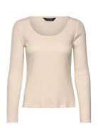 Rib-Knit Long-Sleeve Scoopneck Tee Tops T-shirts & Tops Long-sleeved C...