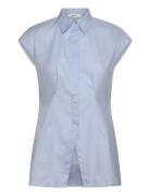 Slfdelia-Fina Slim Ss Shirt Ex Tops Shirts Short-sleeved Blue Selected