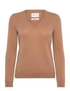 Extrafine Lambswool Blend V-Neck Tops Knitwear Jumpers Beige GANT