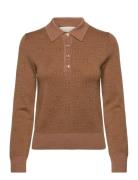 Monogram Knit Polo Tops Knitwear Jumpers Brown GANT