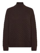 Cable Knit Mock Neck Tops Knitwear Turtleneck Brown GANT