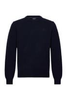 Lambswool Crew Tops Knitwear Round Necks Navy Hackett London