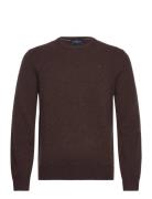 Lambswool Crew Tops Knitwear Round Necks Brown Hackett London