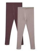 2 Rib Leggings Maddy Bottoms Leggings Pink Wheat