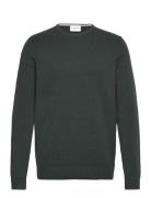 Structure O-Neck Knit Tops Knitwear Round Necks Green Lindbergh
